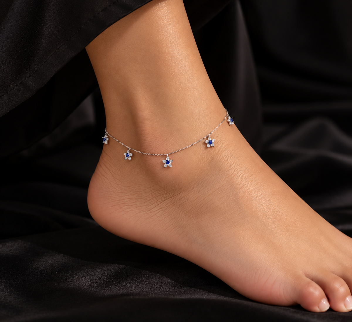 Azure Bloom Bracelet , Anklet & Chain -Blue