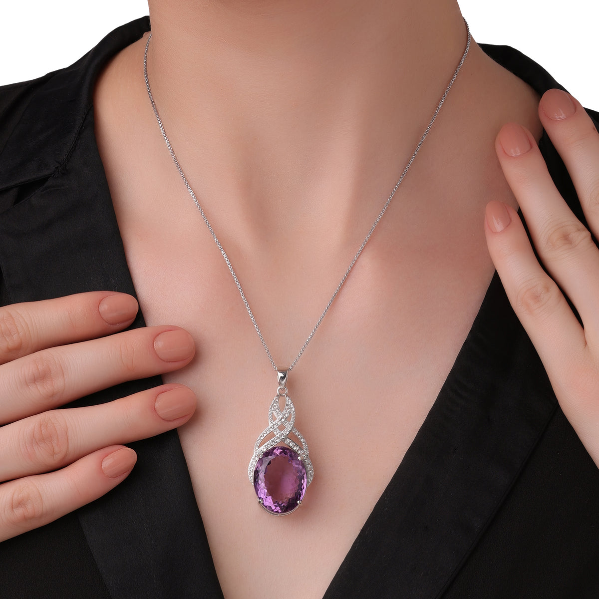 Amethyst Infinity Pendant (with chain)