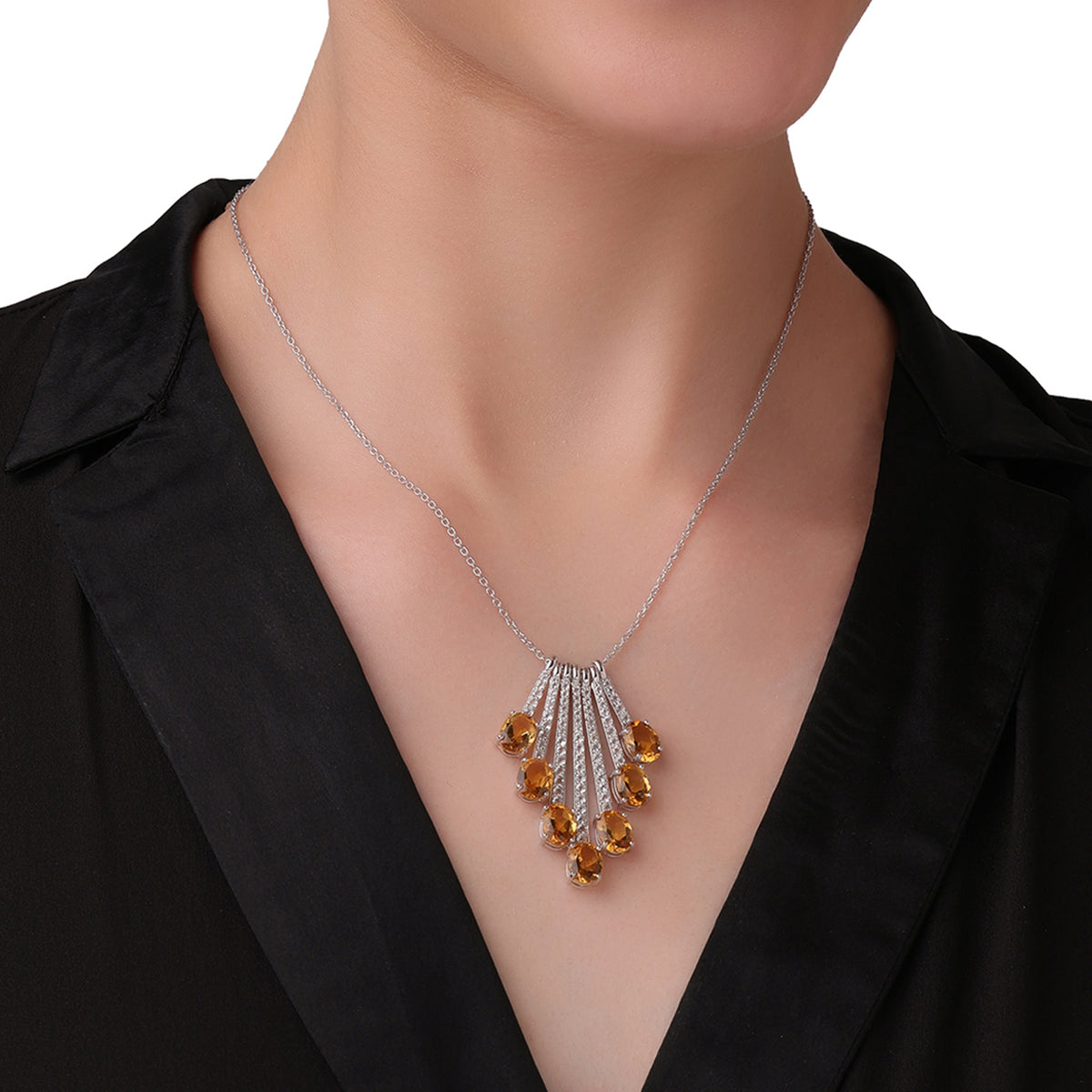 Saffron cascade pendant (with chain)