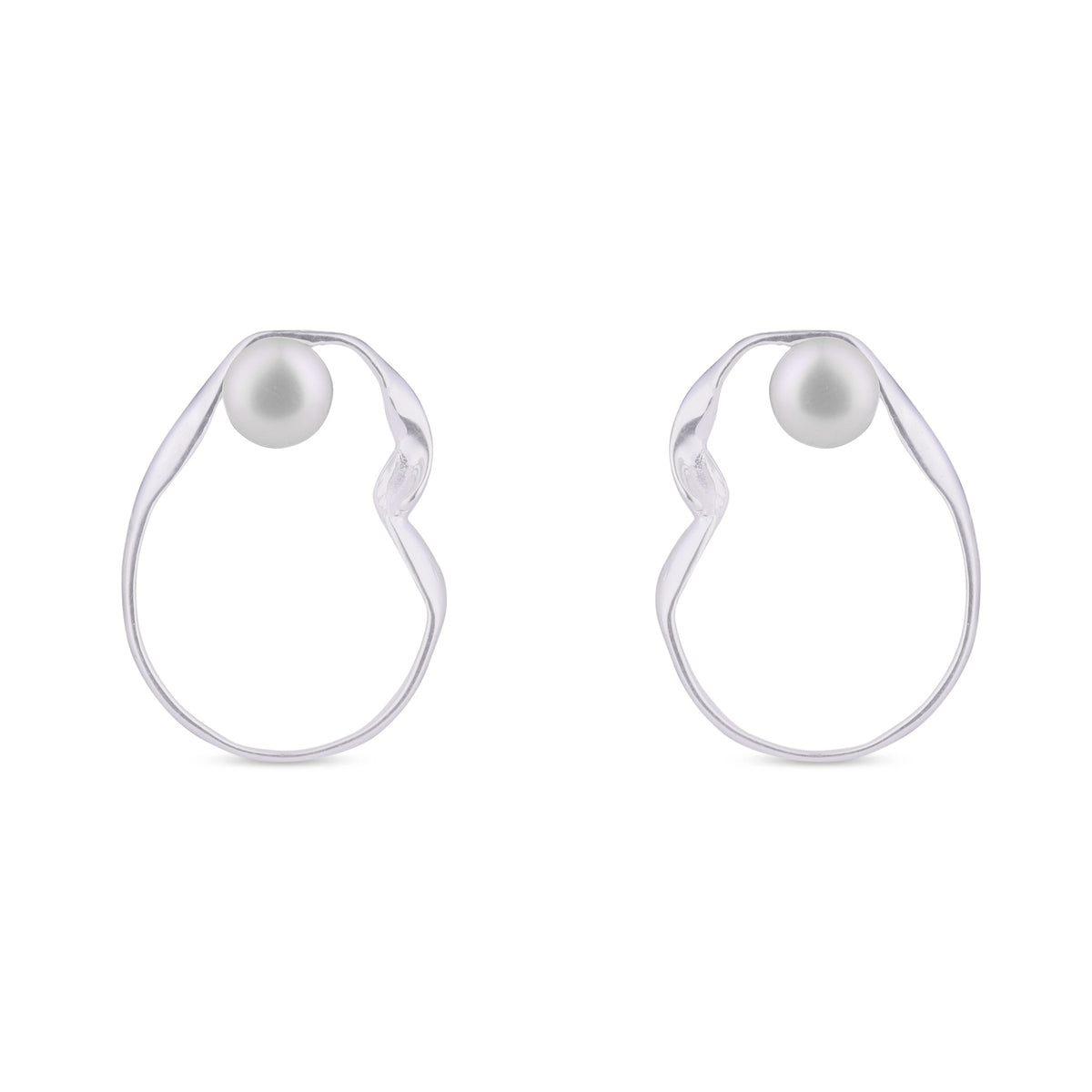 Tides and Pearls Hammered Hoops