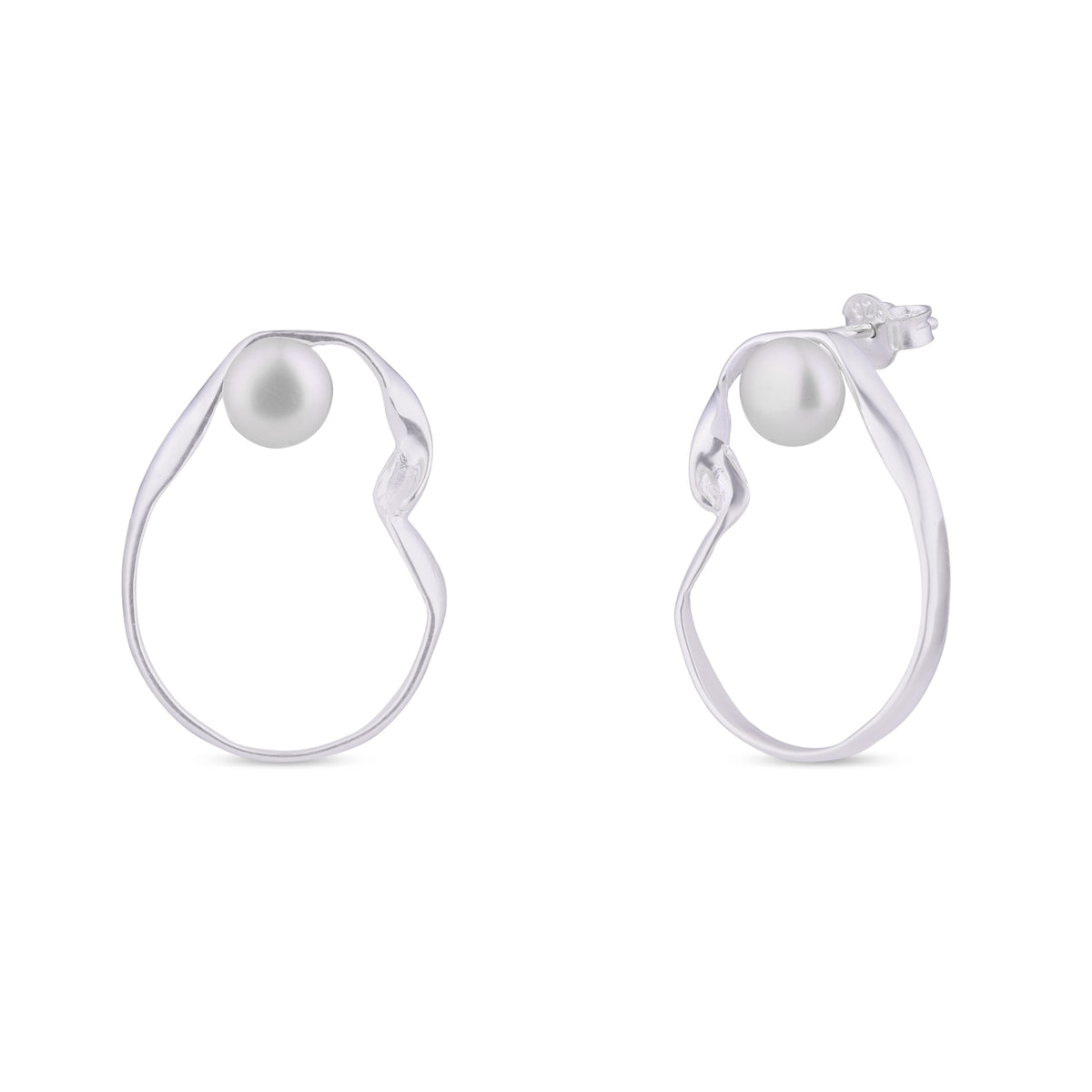 Tides and Pearls Hammered Hoops