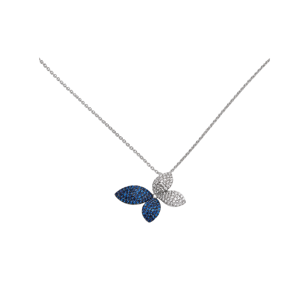 Butterfly Elegance — Blue Earring & Pendant Set | Pendant Without Chain