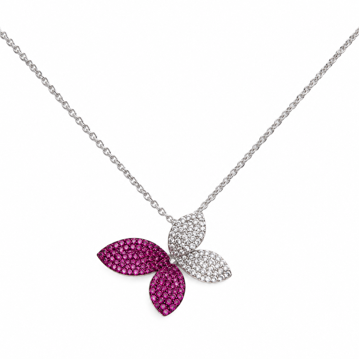 Butterfly Elegance — Pink Earring & Pendant Set | Pendant Without Chain