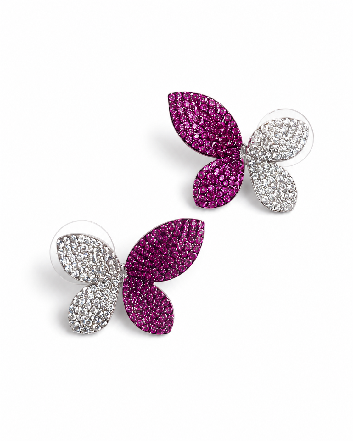 Butterfly Elegance — Pink Earring & Pendant Set | Pendant Without Chain