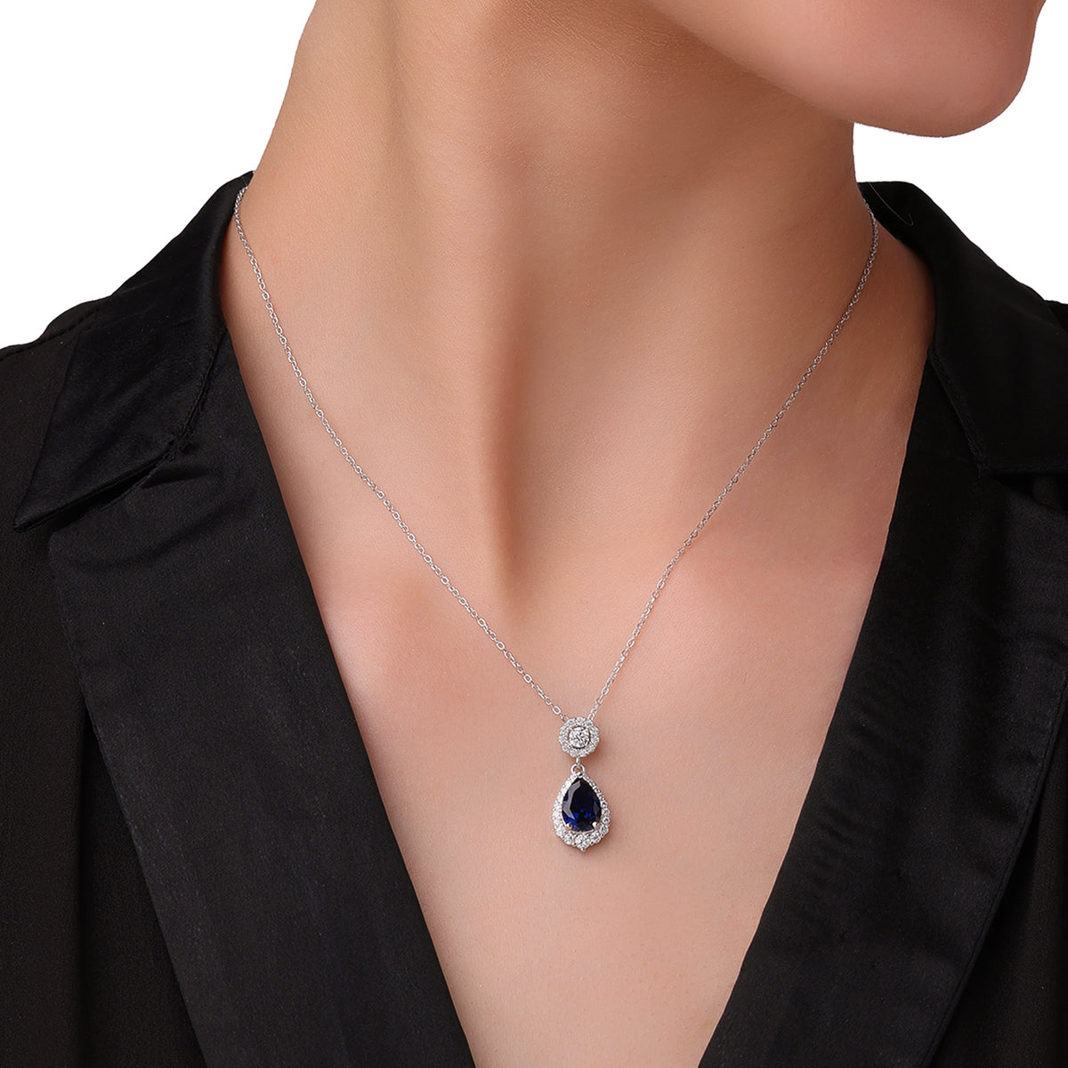 Sapphire royal drops Earring &  Pendent (with chain)  | Blue
