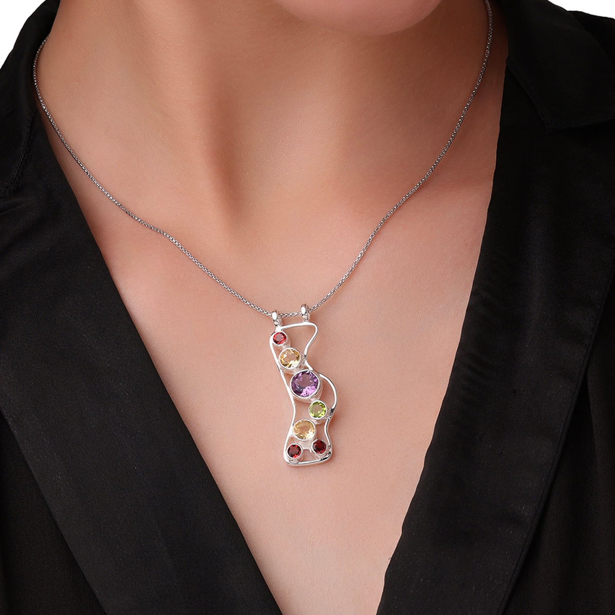 Celestial gemstone wave pendant (Without chain)
