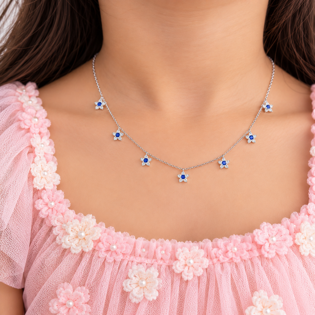 Azure Bloom Bracelet & Chain -Mini Muse | Blue